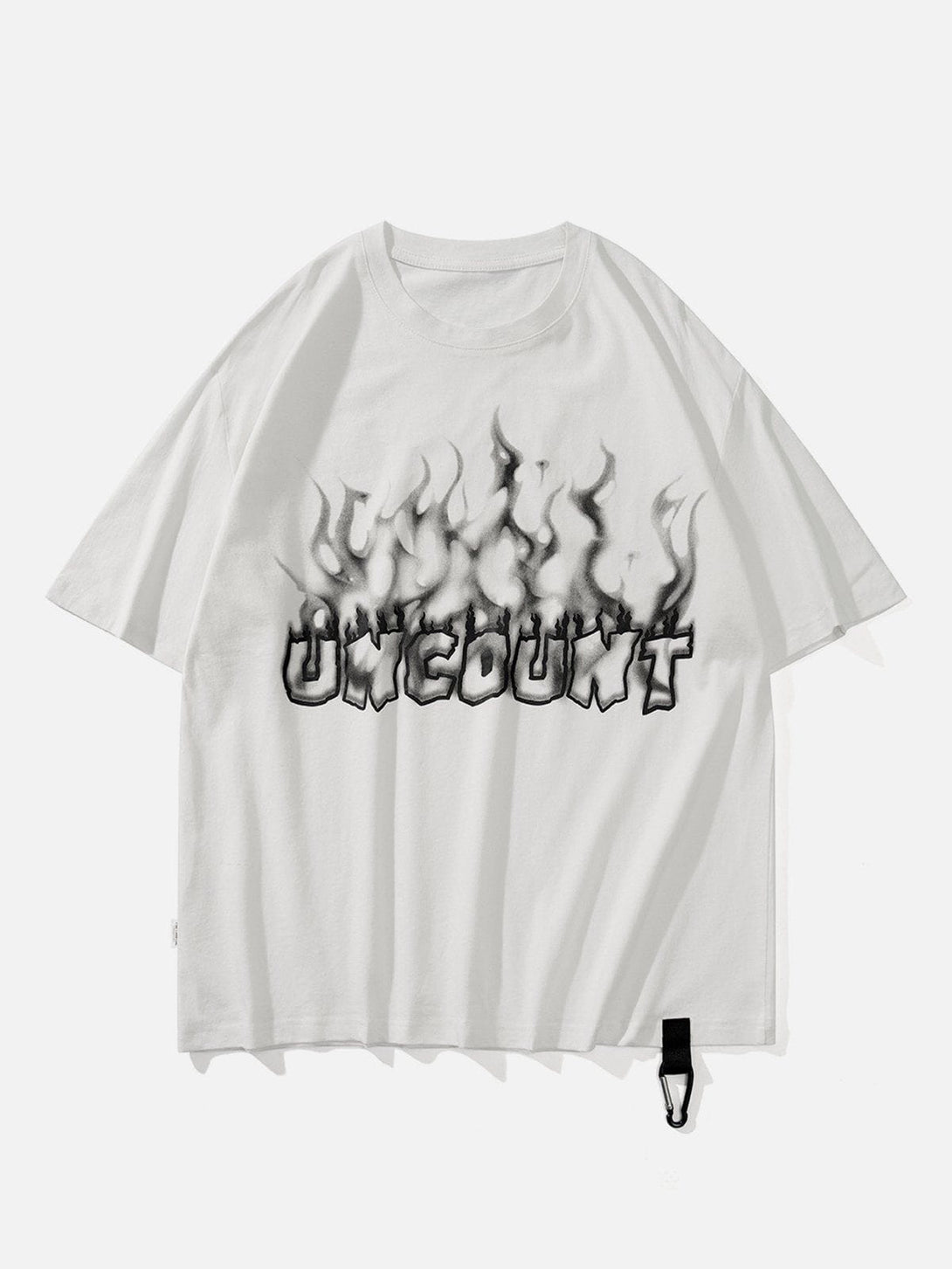 Majesda® - 3D Flame Letter Print Hole Tee- Outfit Ideas - Streetwear Fashion - majesda.com