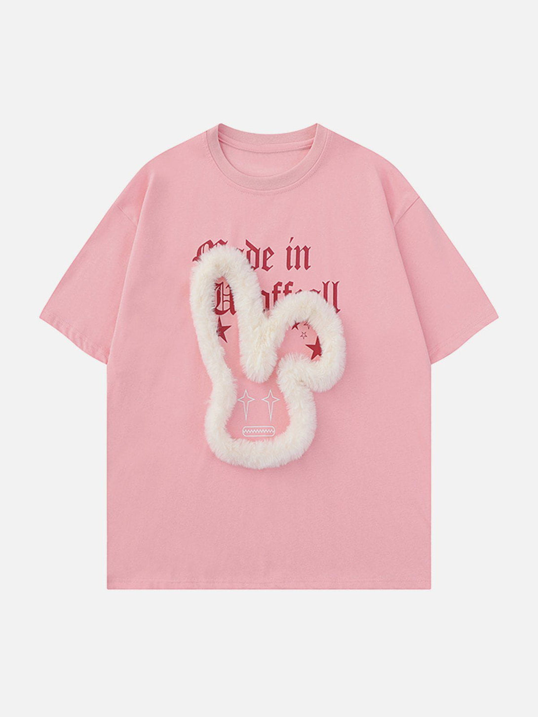 Majesda® - 3D Rabbit Lettered Print Tee- Outfit Ideas - Streetwear Fashion - majesda.com