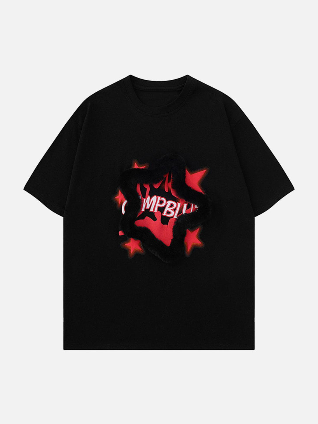 Majesda® - 3D Star Lettered Print Tee- Outfit Ideas - Streetwear Fashion - majesda.com