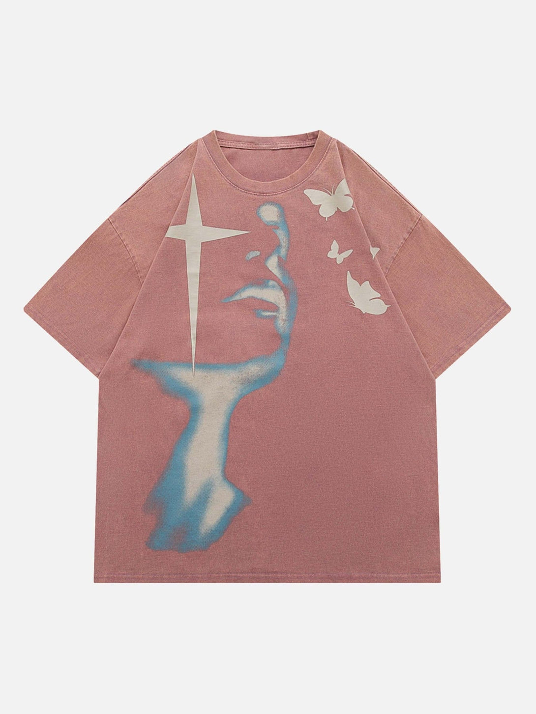 Majesda® - Abstract Portrait Print T-shirt - 1619- Outfit Ideas - Streetwear Fashion - majesda.com