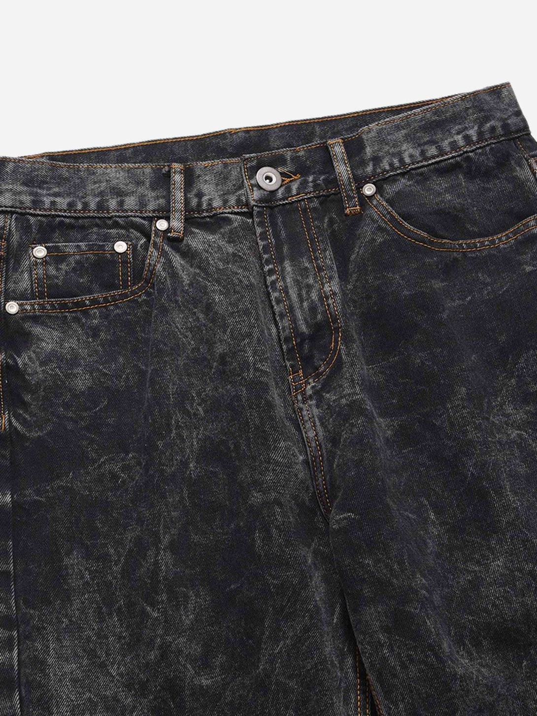 Majesda® - Acid wash Embroidery Stitching Two-tone Jeans - 1744- Outfit Ideas - Streetwear Fashion - majesda.com
