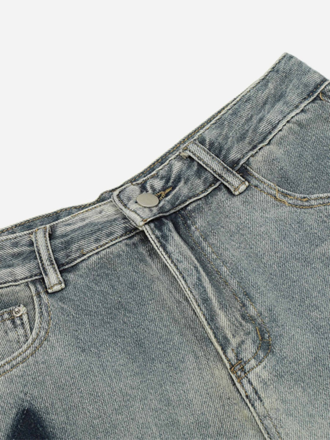 Majesda® - Airbrushed Pentagram Applique Jeans - 1656- Outfit Ideas - Streetwear Fashion - majesda.com