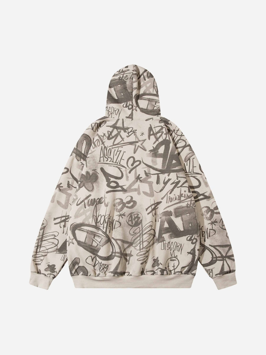 Majesda® - All Over Graffiti Print Hooded Sweatshirt - 1823- Outfit Ideas - Streetwear Fashion - majesda.com
