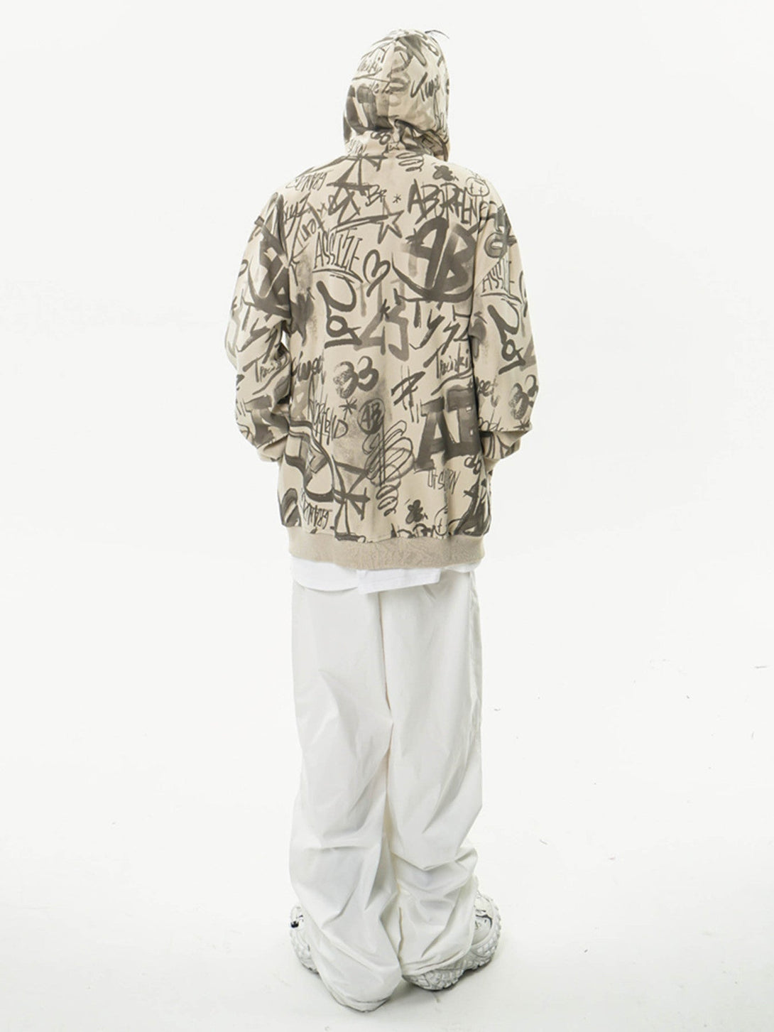 Majesda® - All Over Graffiti Print Hooded Sweatshirt - 1823- Outfit Ideas - Streetwear Fashion - majesda.com