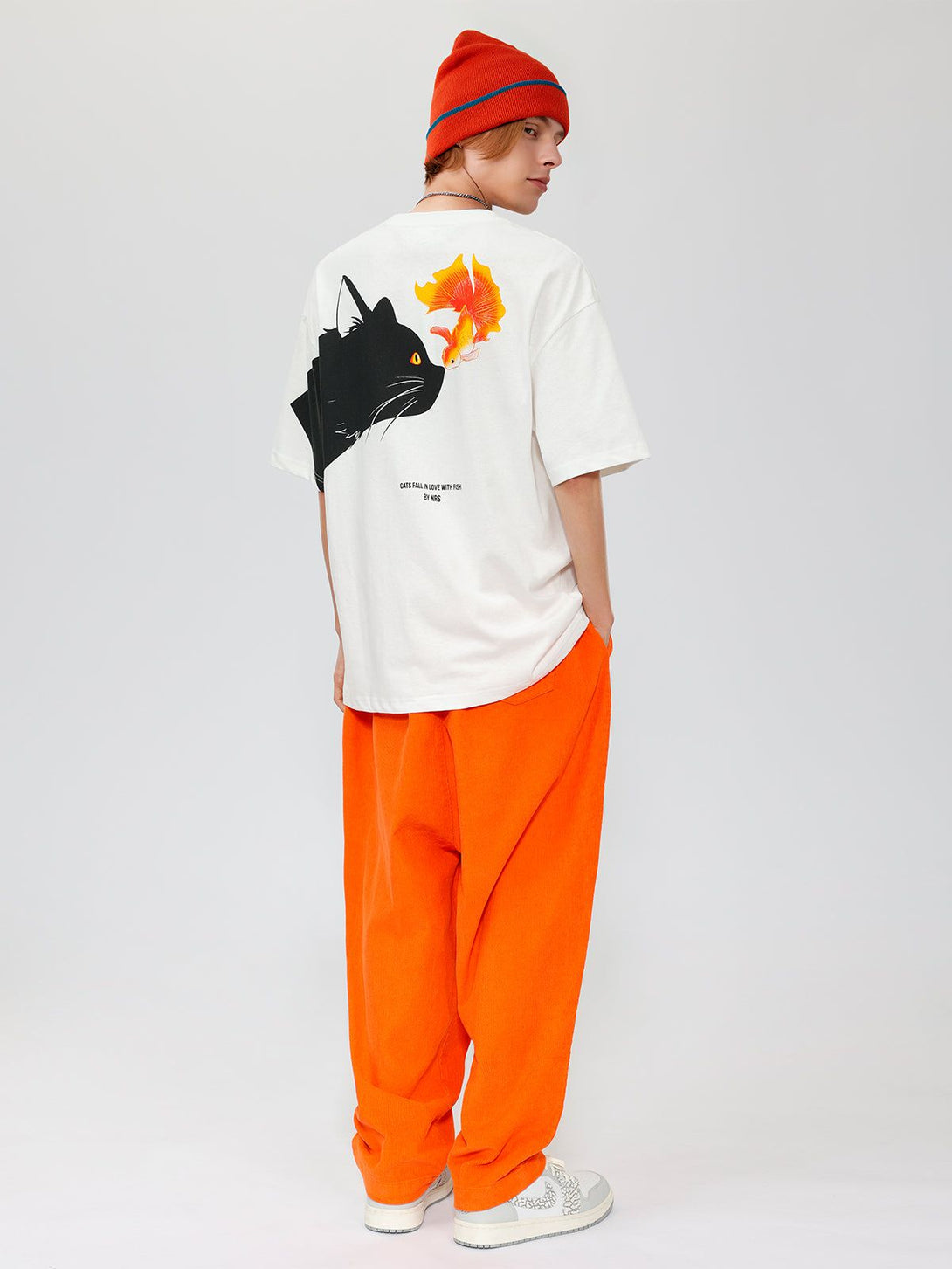 Majesda® - Alphabet Cat and Fish Graphic Tee- Outfit Ideas - Streetwear Fashion - majesda.com