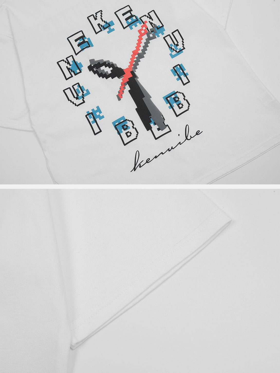 Majesda® - Alphabet Clock Print Tee- Outfit Ideas - Streetwear Fashion - majesda.com