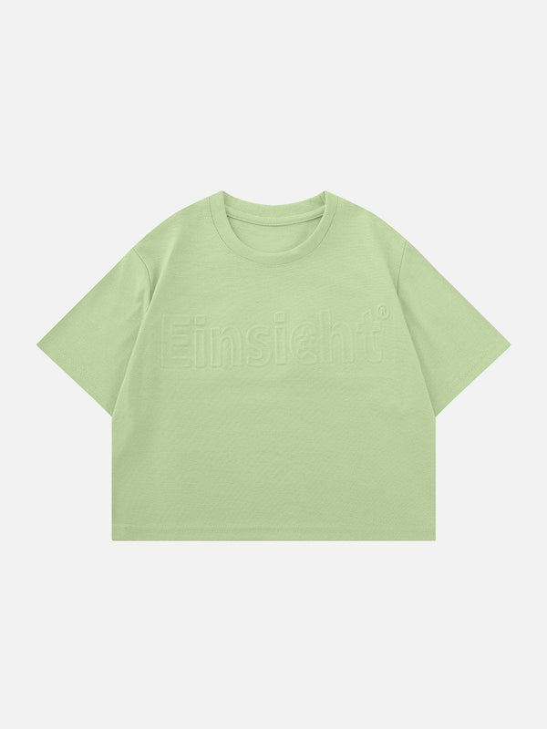 Majesda® - Alphabet Embossed Solid Tee- Outfit Ideas - Streetwear Fashion - majesda.com