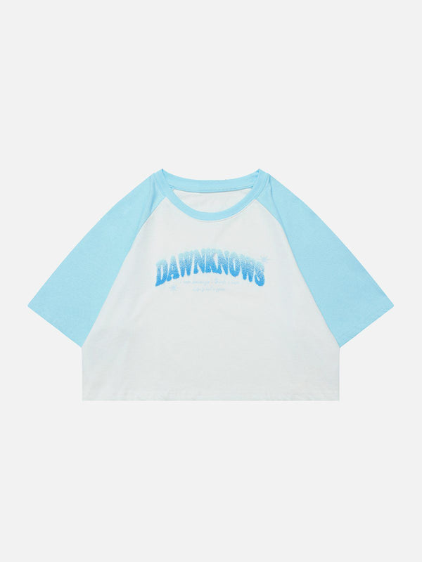 Majesda® - Alphabet Flocked Embroidery Tee- Outfit Ideas - Streetwear Fashion - majesda.com