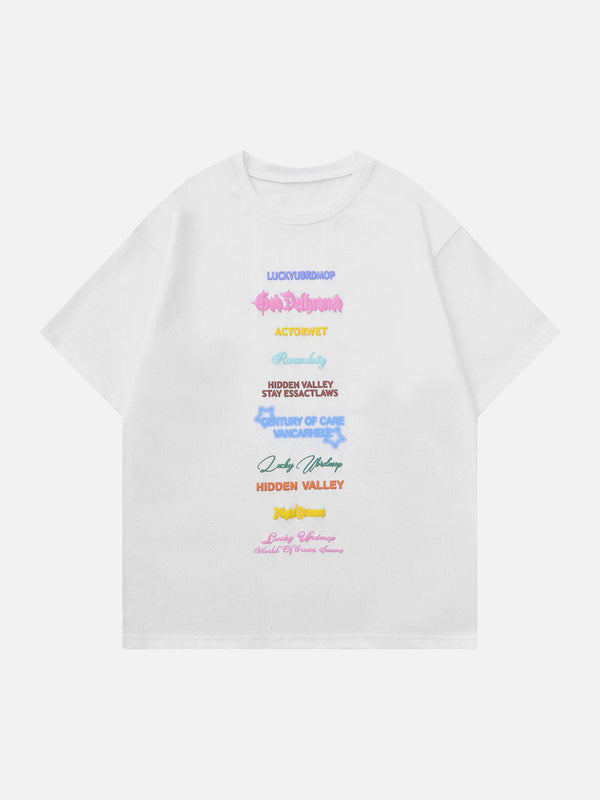 Majesda® - Alphabet Print Tee- Outfit Ideas - Streetwear Fashion - majesda.com