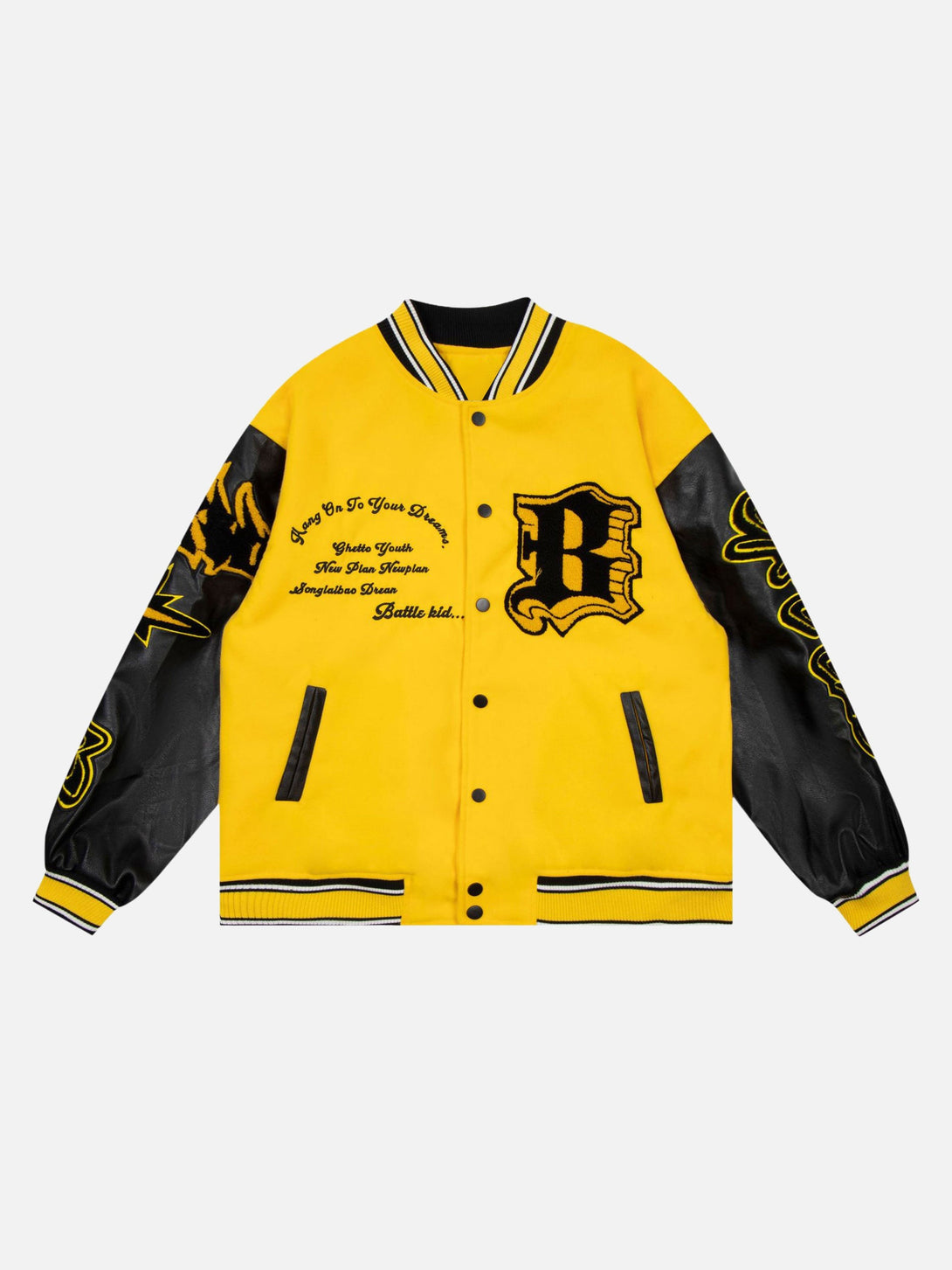 Majesda® - American Creative Flame Elements Letter Embroidery Baseball Jacket -1608- Outfit Ideas - Streetwear Fashion - majesda.com