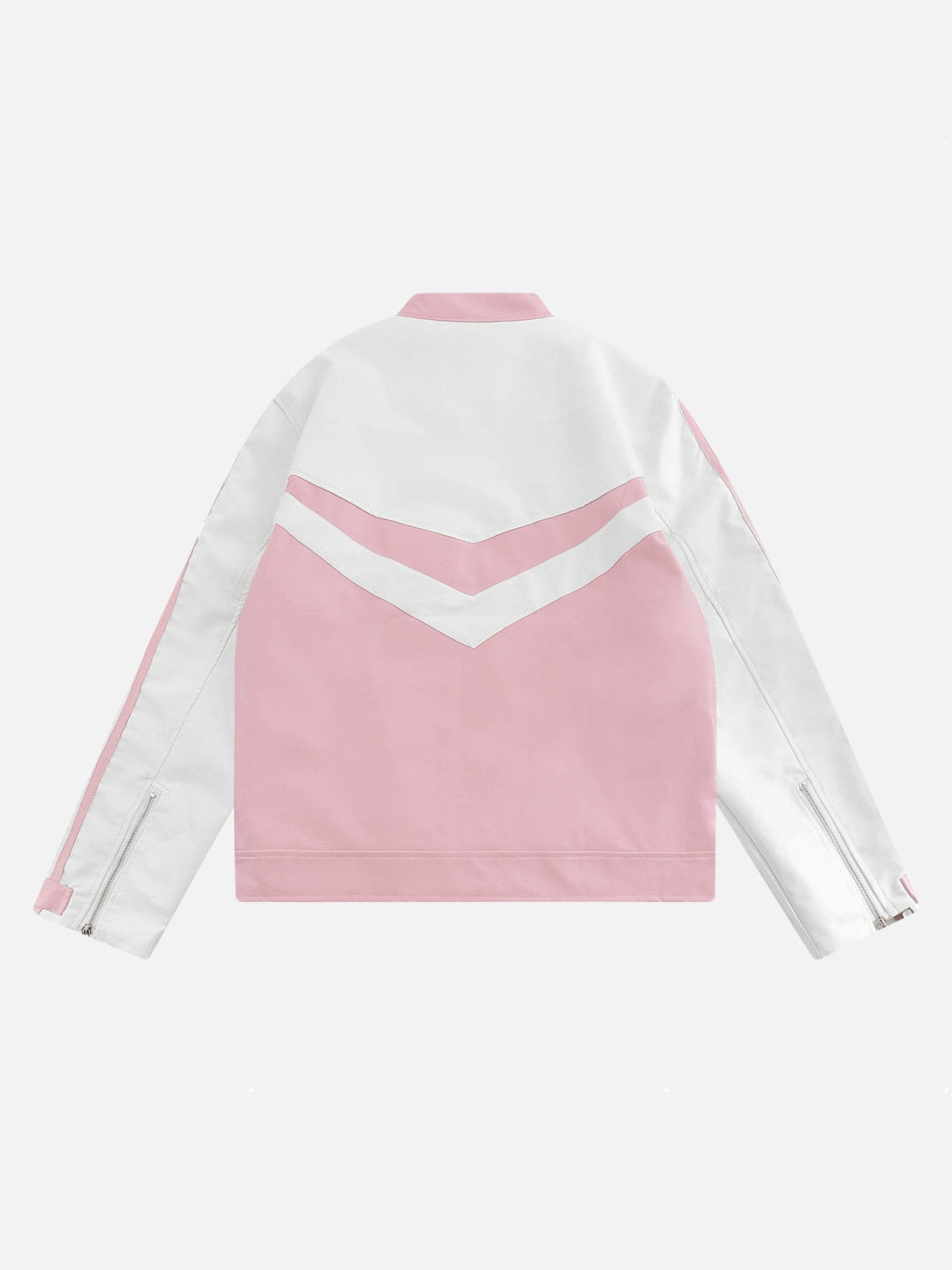 Majesda® - American Embroidered Colorblocked Leather Jacket- Outfit Ideas - Streetwear Fashion - majesda.com