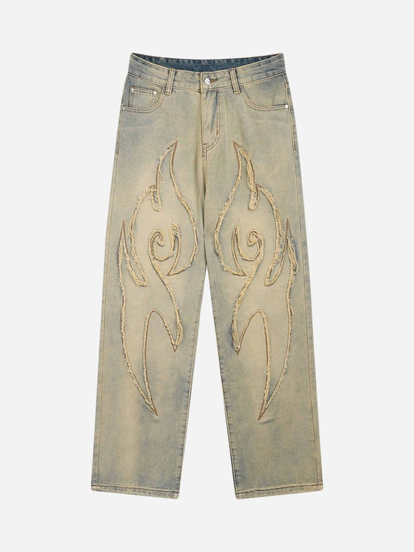 Majesda® - American Embroidered Straight-leg Jeans - 1651- Outfit Ideas - Streetwear Fashion - majesda.com