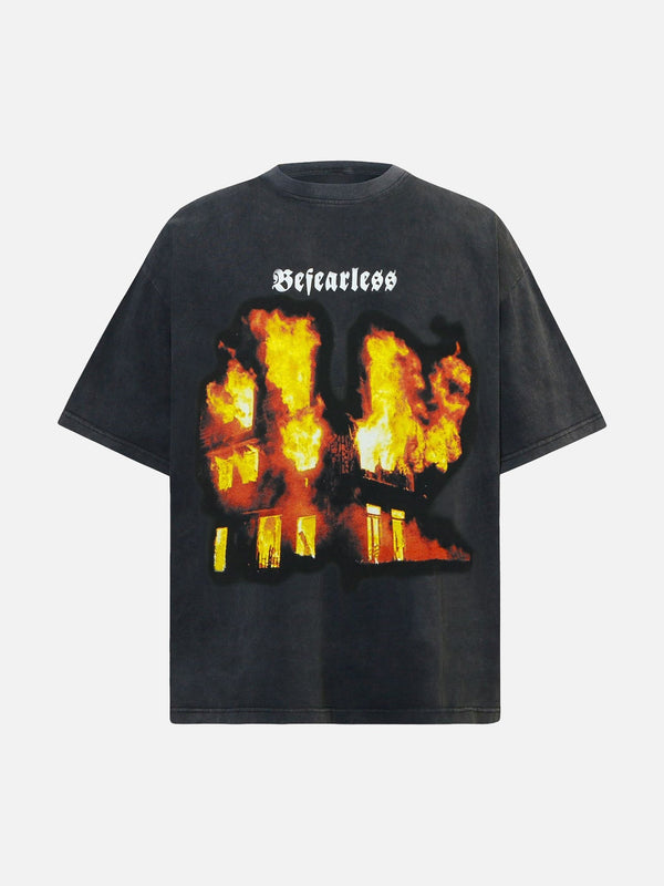 Majesda® - American High Street Burning Hip Hop T-shirt- Outfit Ideas - Streetwear Fashion - majesda.com