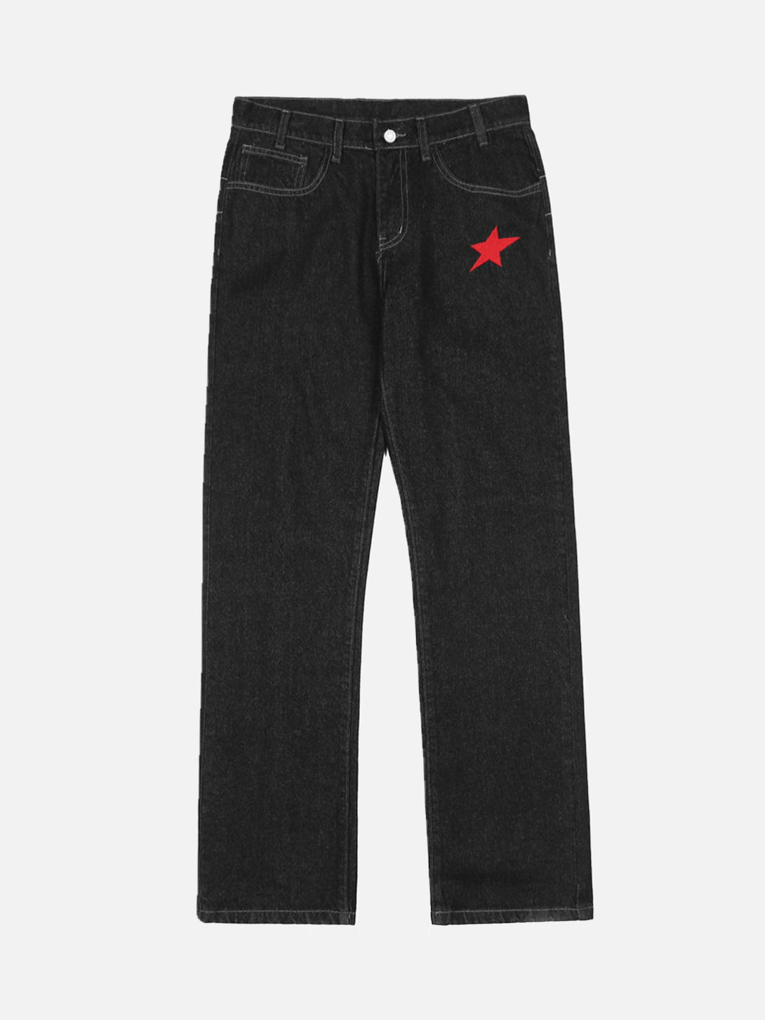 Majesda® - American Letters Embroidered Straight Jeans -1571- Outfit Ideas - Streetwear Fashion - majesda.com