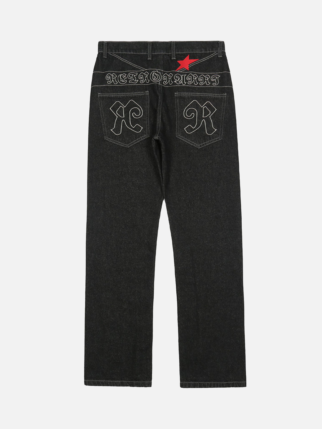 Majesda® - American Letters Embroidered Straight Jeans -1571- Outfit Ideas - Streetwear Fashion - majesda.com