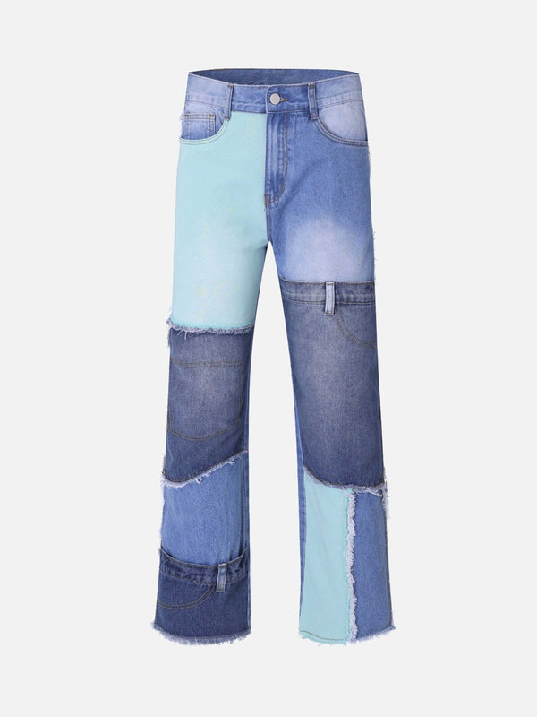 Majesda® - American Patchwork Colorblock Jeans- Outfit Ideas - Streetwear Fashion - majesda.com