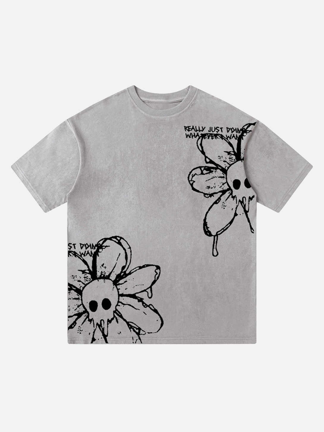 Majesda® - American Retro Creative Skull Flower T-shirt- Outfit Ideas - Streetwear Fashion - majesda.com