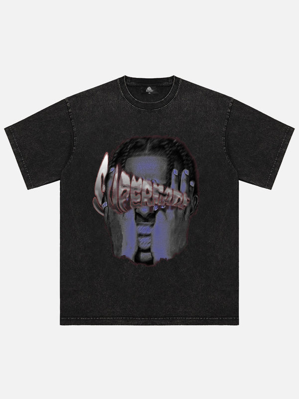 Majesda® - American Retro Hip-hop Head Print T-shirt - 1900- Outfit Ideas - Streetwear Fashion - majesda.com