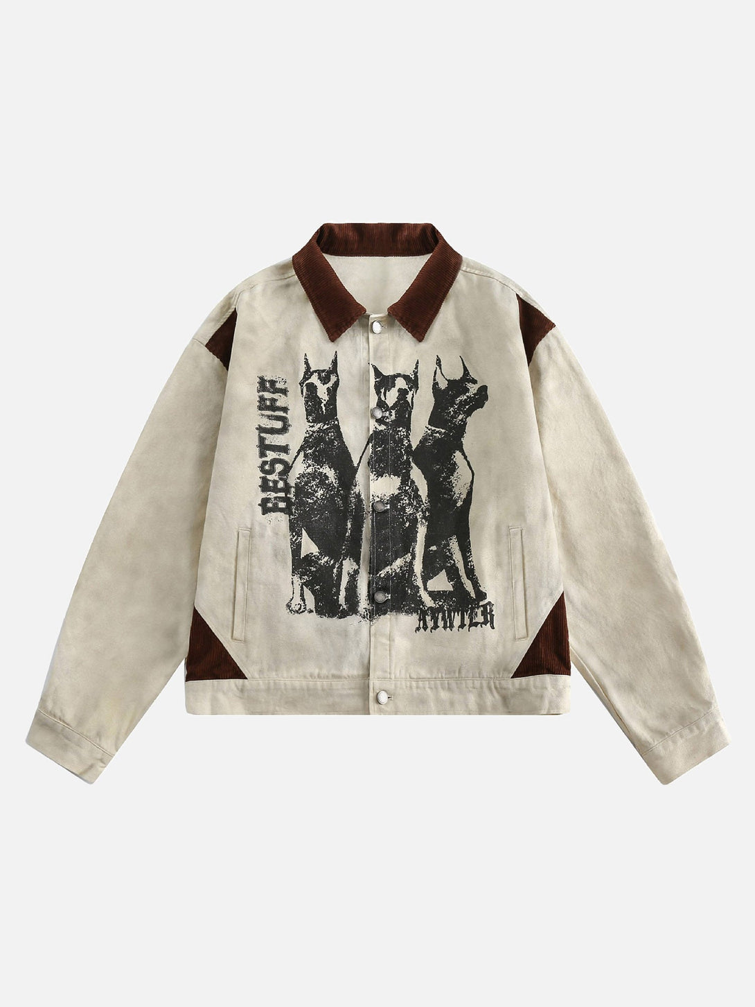 Majesda® - American Retro Washed Distressed Graffiti Patchwork Jacket- Outfit Ideas - Streetwear Fashion - majesda.com