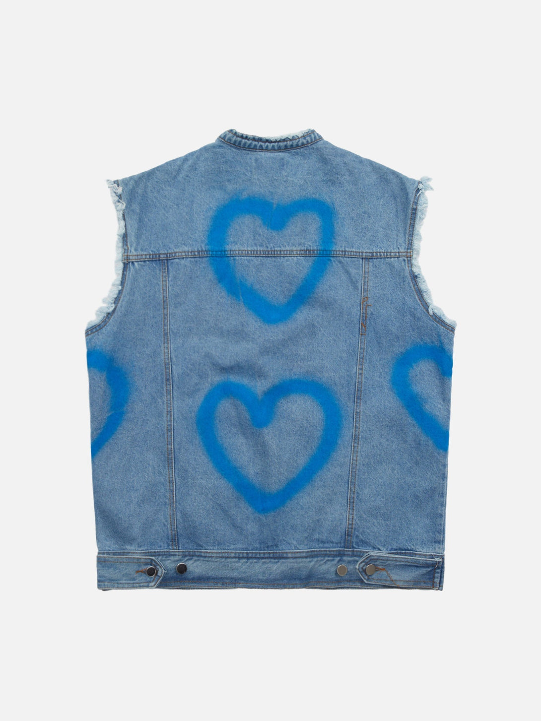 Majesda® - American Spray-painted Love Sleeveless Denim Jacket - 1972- Outfit Ideas - Streetwear Fashion - majesda.com