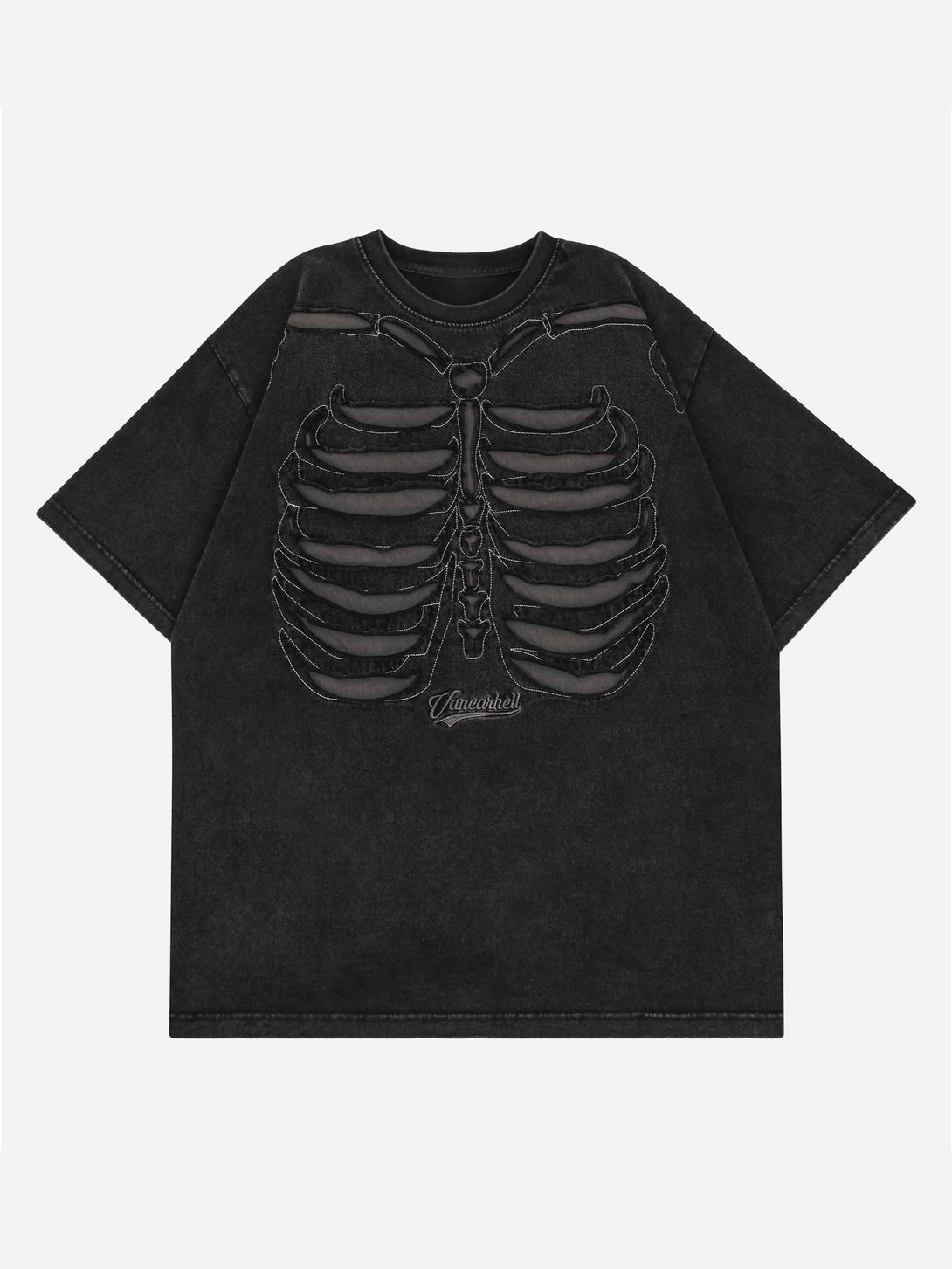 Majesda® - American Street Dark Bones Washed Old Heavyweight Short-sleeved T-shirt - 1627- Outfit Ideas - Streetwear Fashion - majesda.com