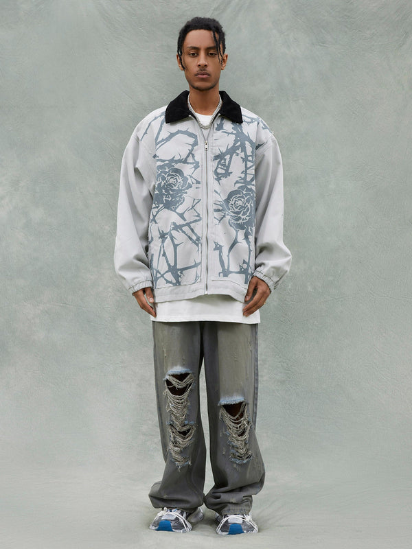 Majesda® - American Trendy Brand Thorn Rose Retro Baseball Jacket- Outfit Ideas - Streetwear Fashion - majesda.com