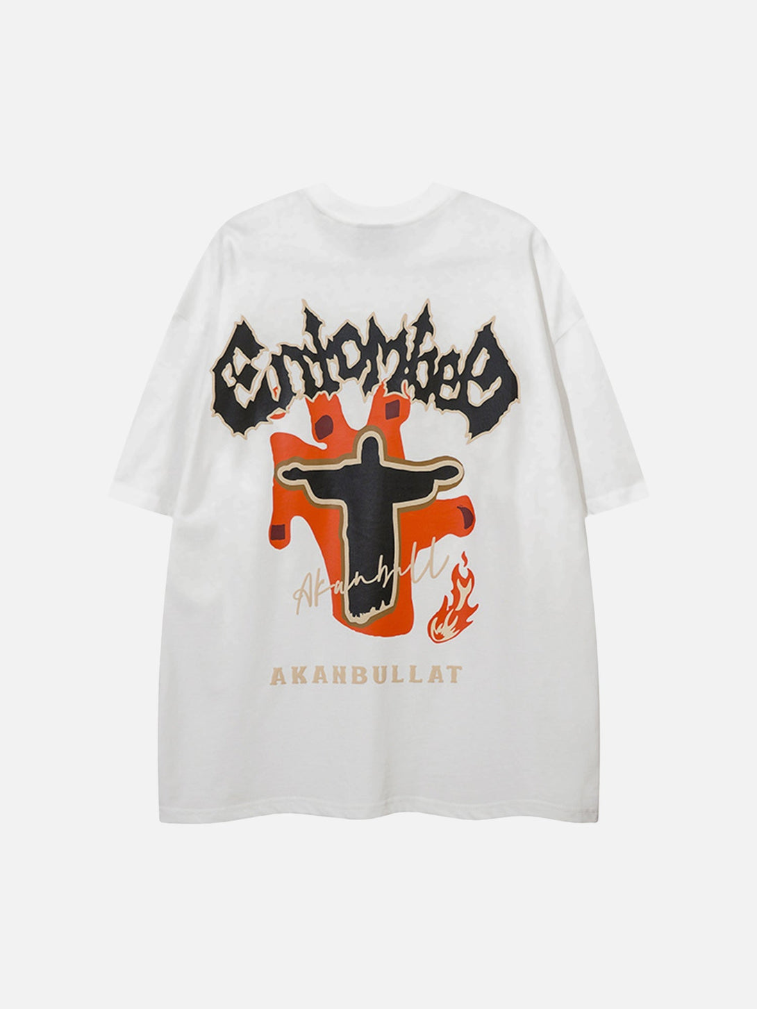 Majesda® - American Vibe Style Flame Letter Jesus T-shirt- Outfit Ideas - Streetwear Fashion - majesda.com