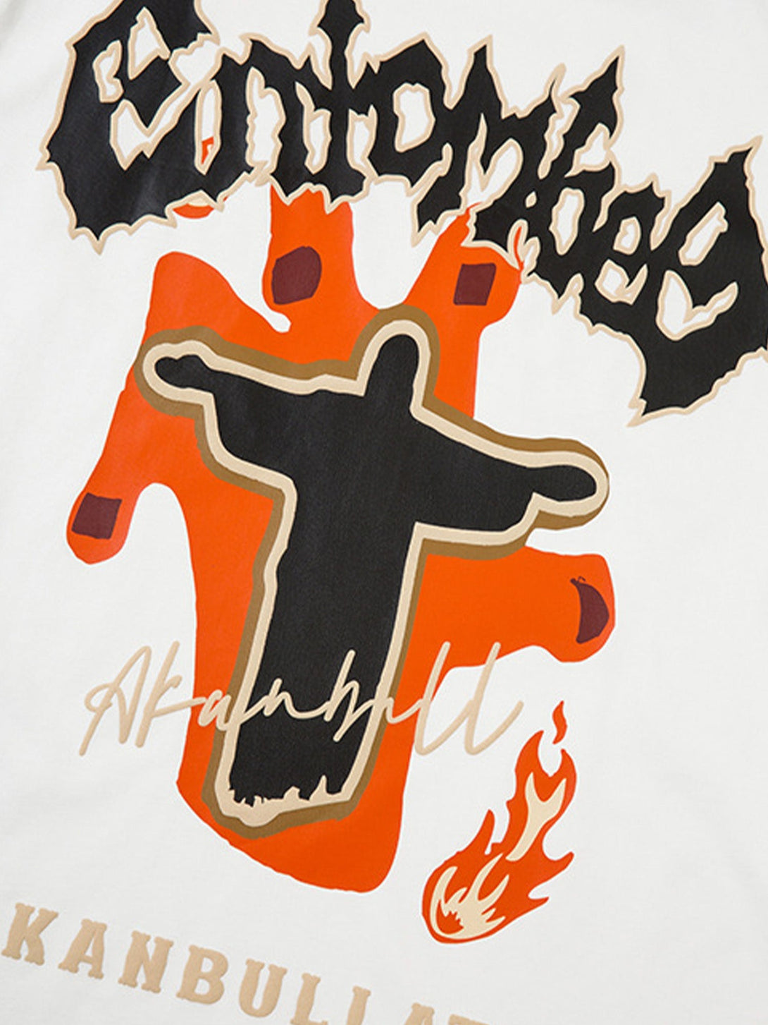 Majesda® - American Vibe Style Flame Letter Jesus T-shirt- Outfit Ideas - Streetwear Fashion - majesda.com