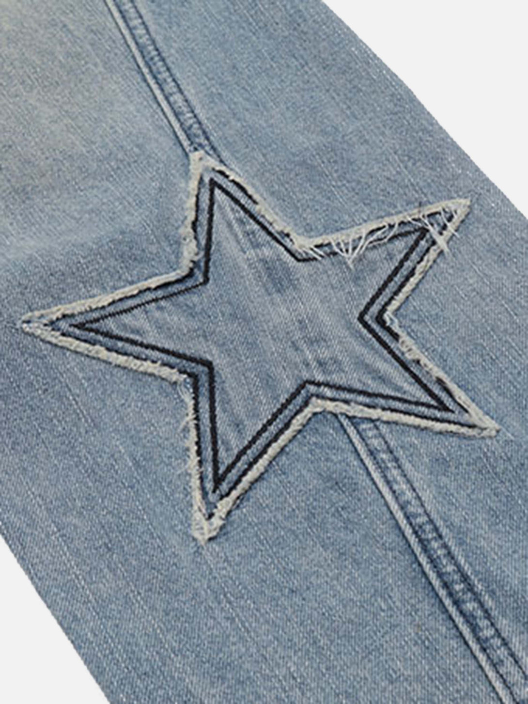 Majesda® - American Vintage Star Patch Embroidered Jeans- Outfit Ideas - Streetwear Fashion - majesda.com