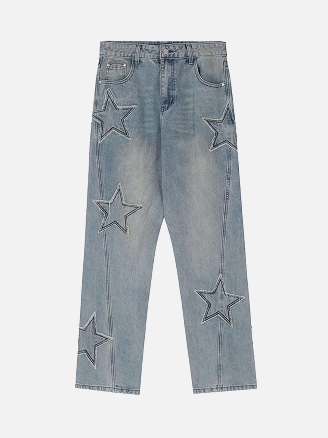 Majesda® - American Vintage Star Patch Embroidered Jeans- Outfit Ideas - Streetwear Fashion - majesda.com