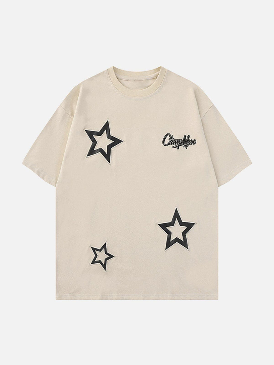 Majesda® - Applique Embroidery Star Tee- Outfit Ideas - Streetwear Fashion - majesda.com