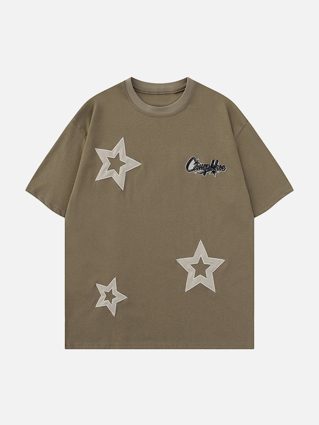 Majesda® - Applique Embroidery Star Tee- Outfit Ideas - Streetwear Fashion - majesda.com