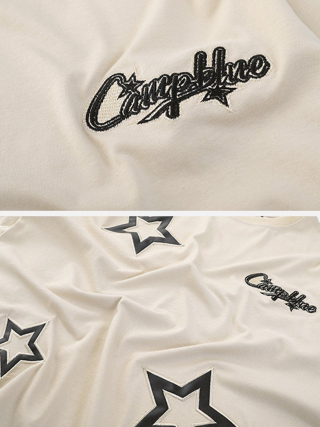 Majesda® - Applique Embroidery Star Tee- Outfit Ideas - Streetwear Fashion - majesda.com