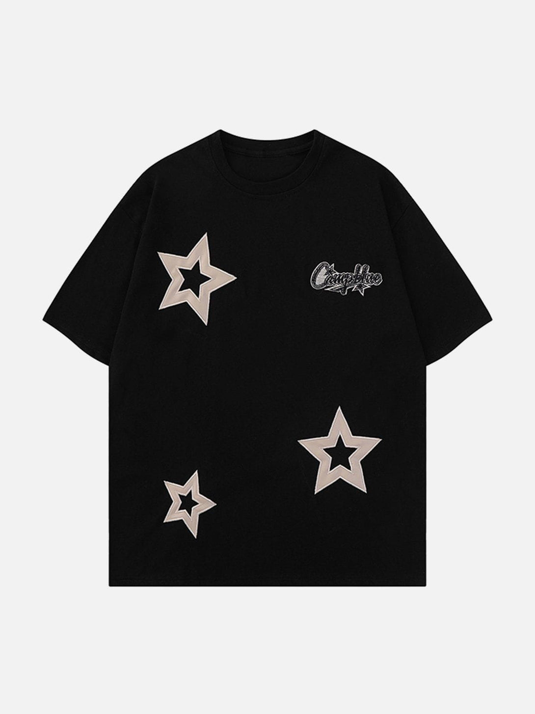 Majesda® - Applique Embroidery Star Tee- Outfit Ideas - Streetwear Fashion - majesda.com