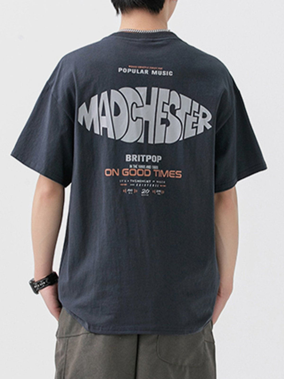 Majesda® - Back Deformed Letter Graphic Tee- Outfit Ideas - Streetwear Fashion - majesda.com