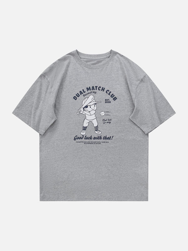 Majesda® - Baseball Kid Pattern Tee- Outfit Ideas - Streetwear Fashion - majesda.com