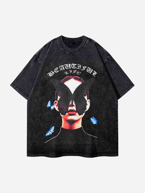 Majesda® - Black Butterfly Girl T-shirt- Outfit Ideas - Streetwear Fashion - majesda.com