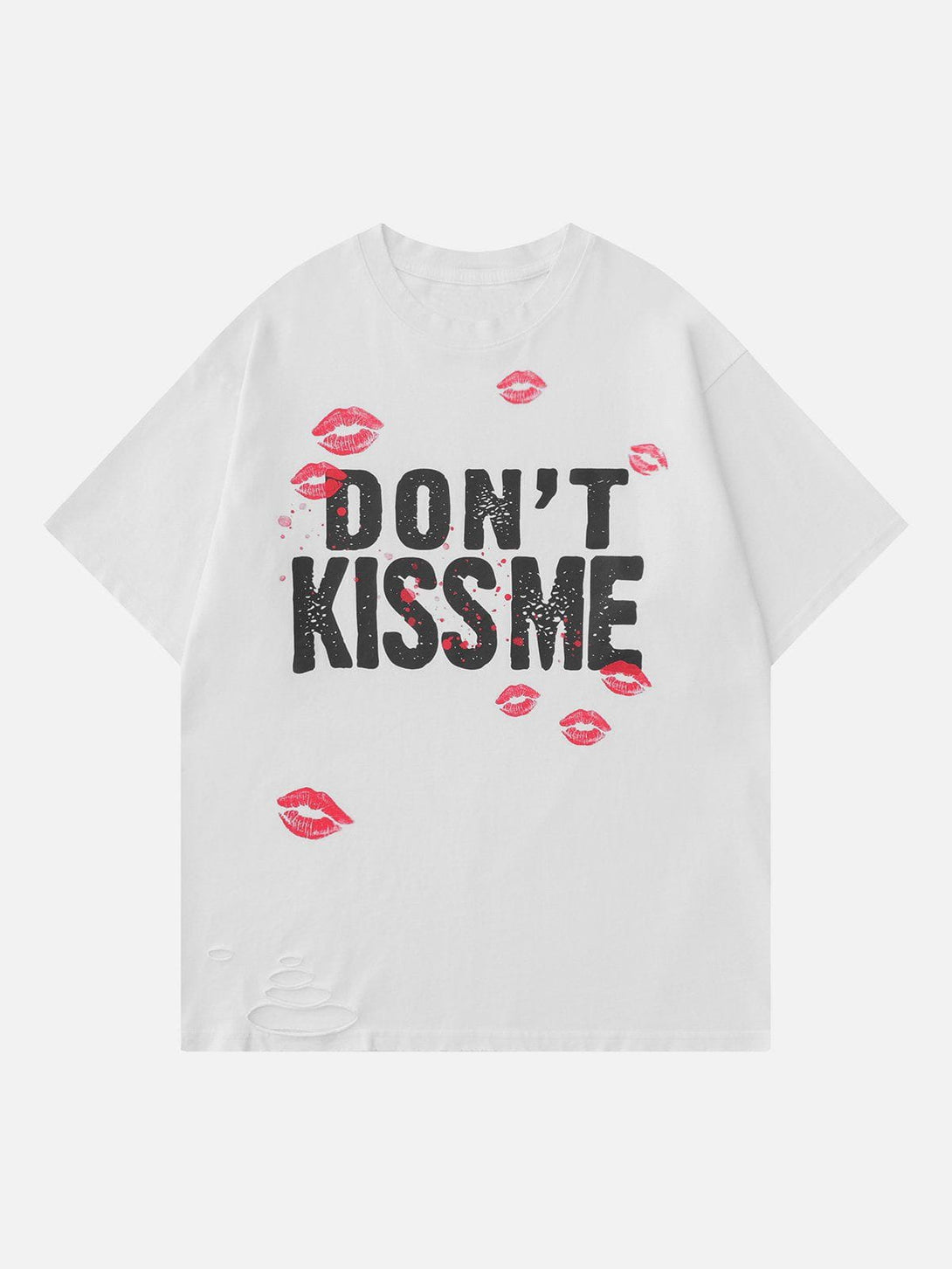 Majesda® - Blow Kisses Print Distressed Tee- Outfit Ideas - Streetwear Fashion - majesda.com