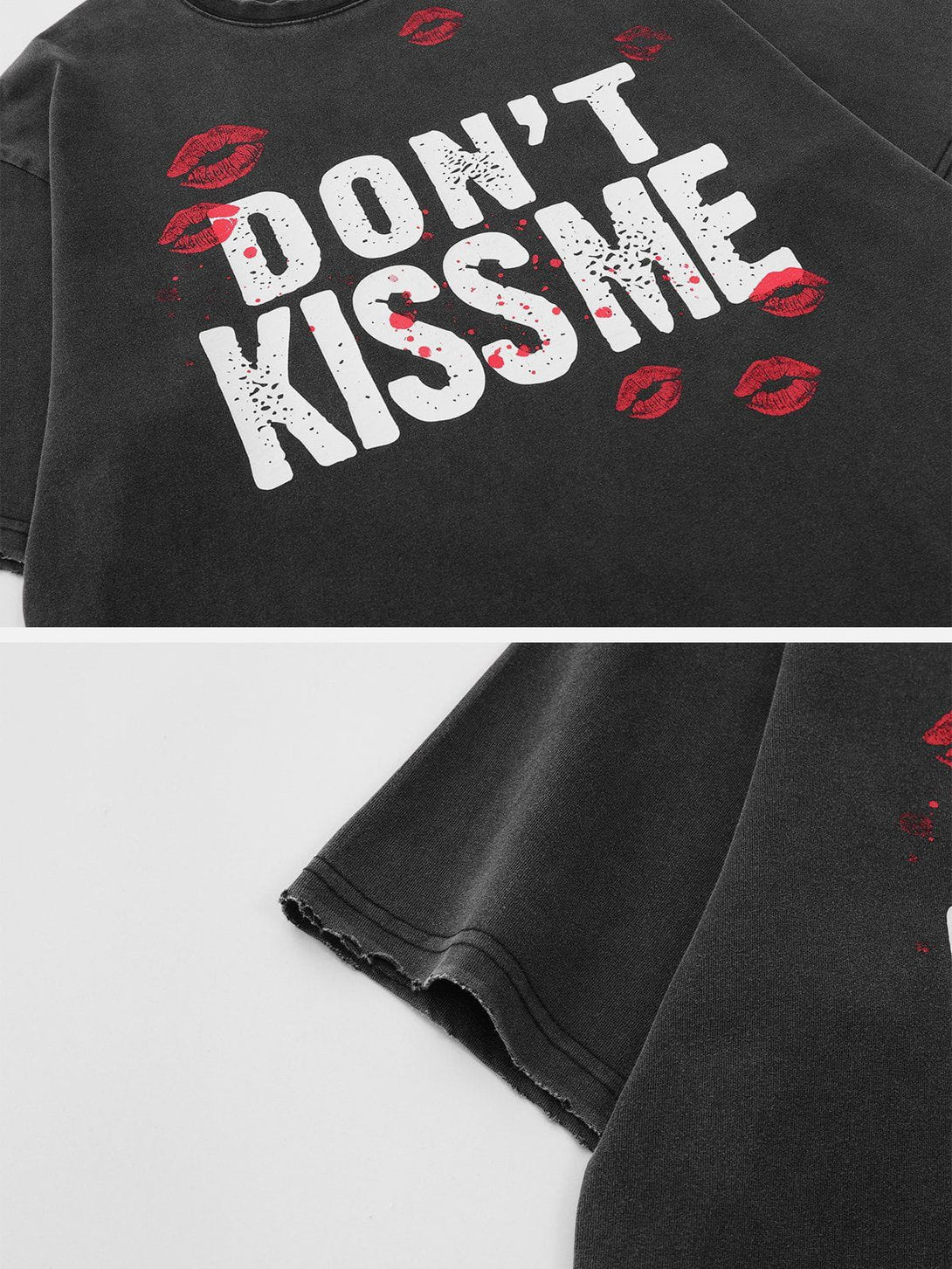 Majesda® - Blow Kisses Print Distressed Tee- Outfit Ideas - Streetwear Fashion - majesda.com