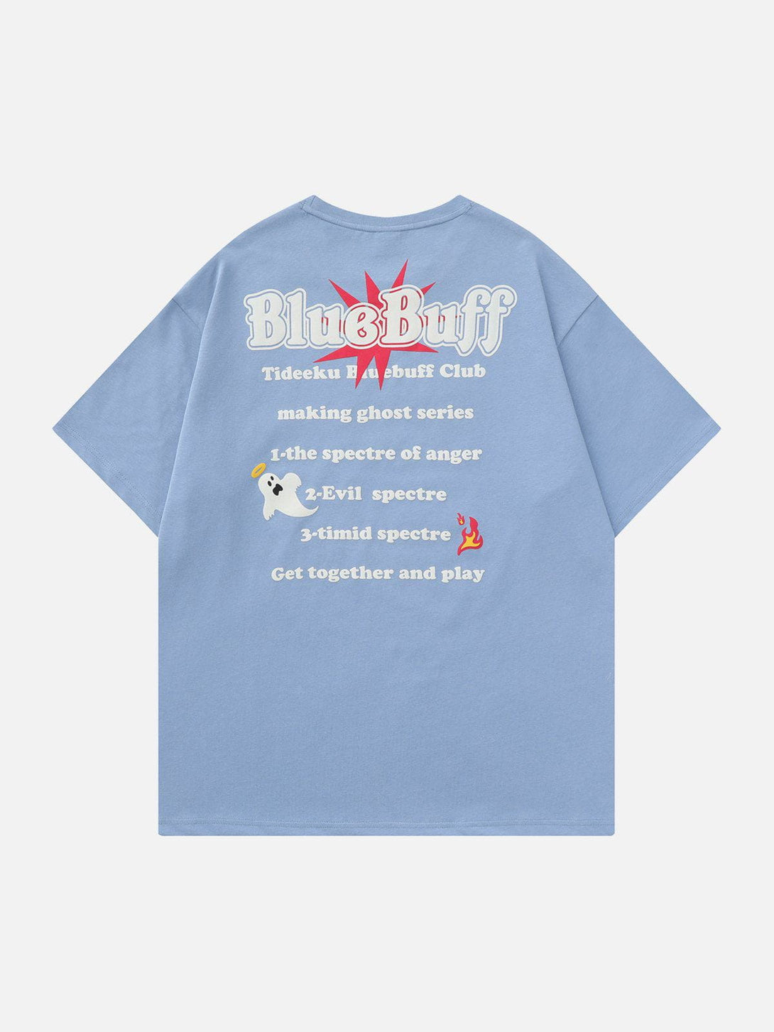 Majesda® - Blue Buff Ghost Print Tee- Outfit Ideas - Streetwear Fashion - majesda.com