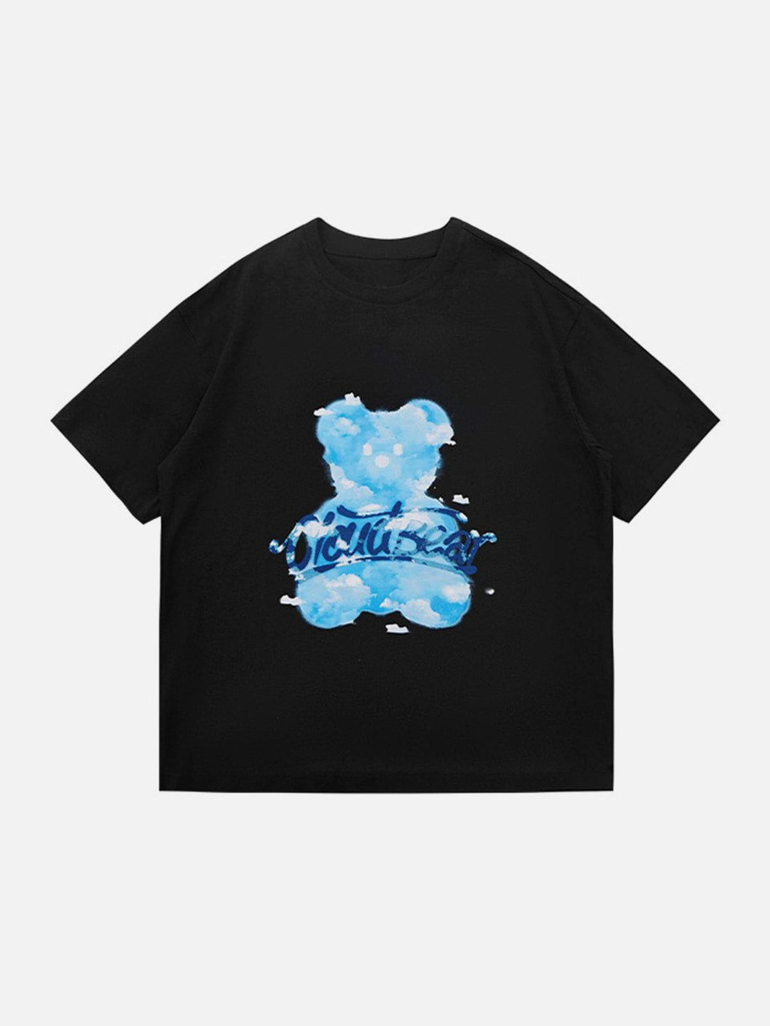 Majesda® - Blue Sky Bear Print Tee- Outfit Ideas - Streetwear Fashion - majesda.com