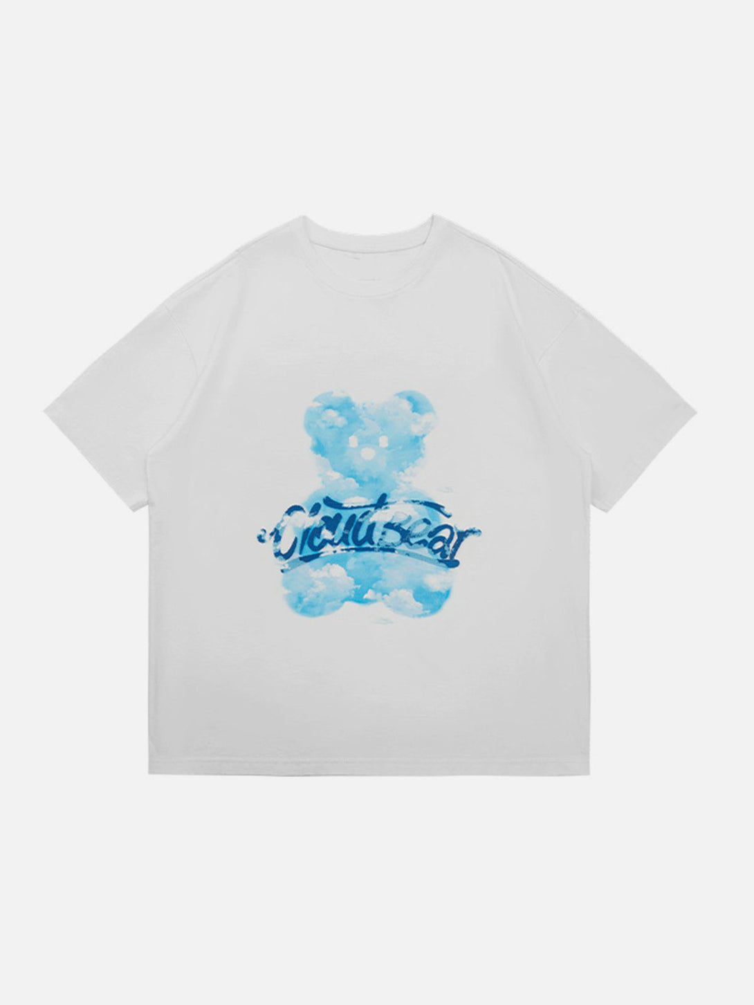 Majesda® - Blue Sky Bear Print Tee- Outfit Ideas - Streetwear Fashion - majesda.com