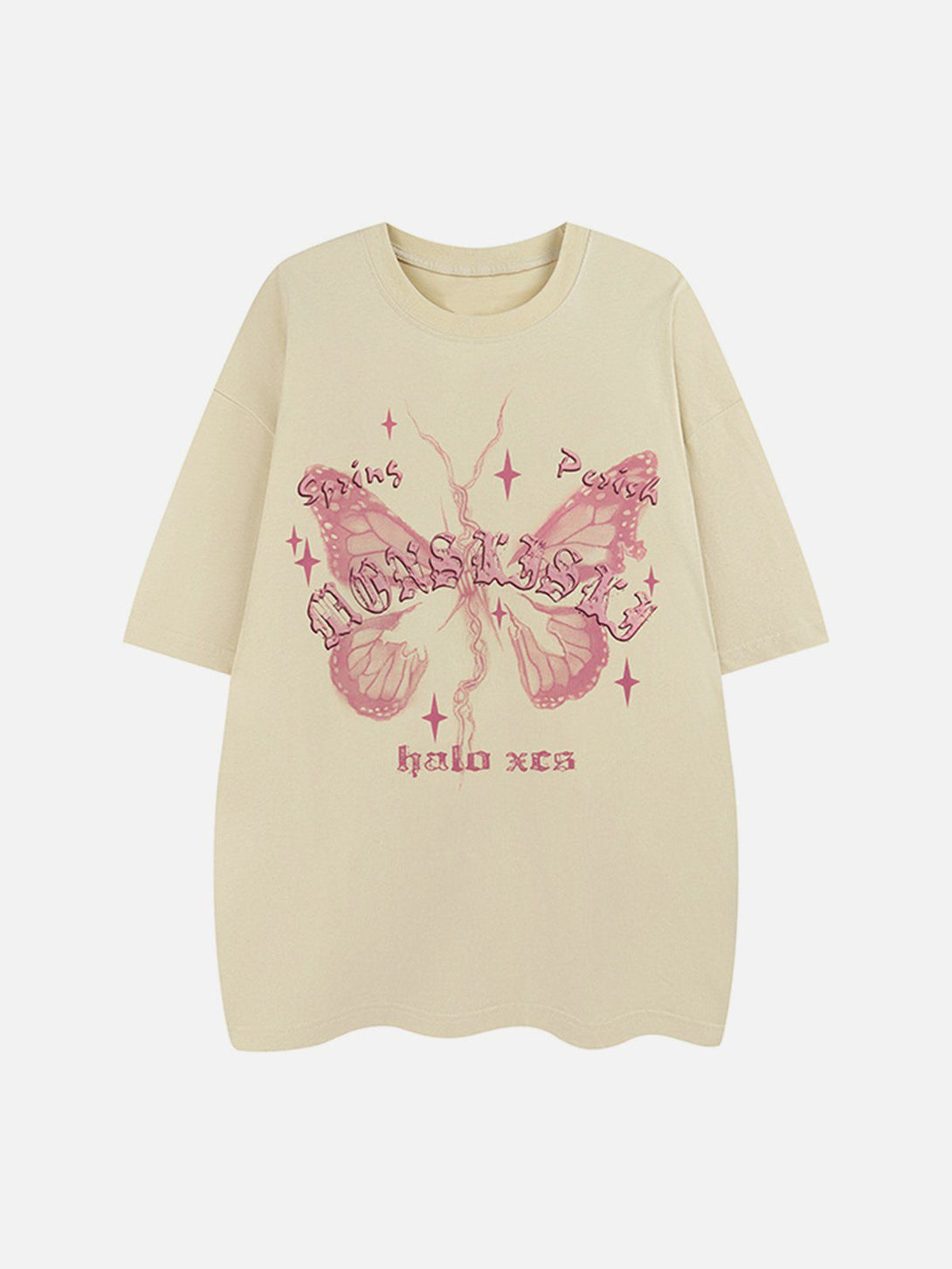 Majesda® - Broken Moth Star Print Tee- Outfit Ideas - Streetwear Fashion - majesda.com