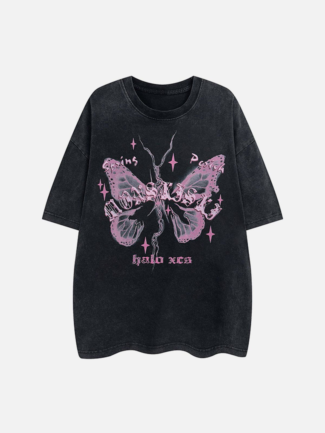 Majesda® - Broken Moth Star Print Tee- Outfit Ideas - Streetwear Fashion - majesda.com