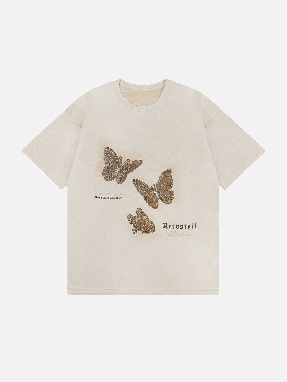 Majesda® - Butterfly Applique Embroidery Suede Tee- Outfit Ideas - Streetwear Fashion - majesda.com