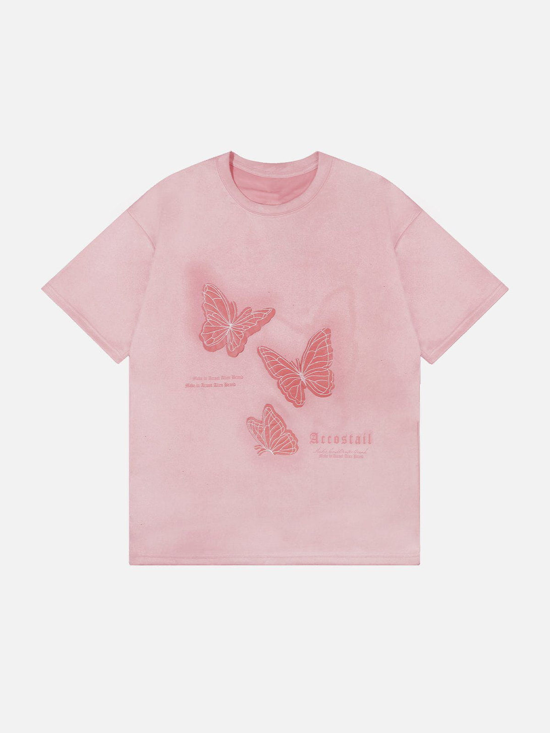 Majesda® - Butterfly Applique Embroidery Suede Tee- Outfit Ideas - Streetwear Fashion - majesda.com