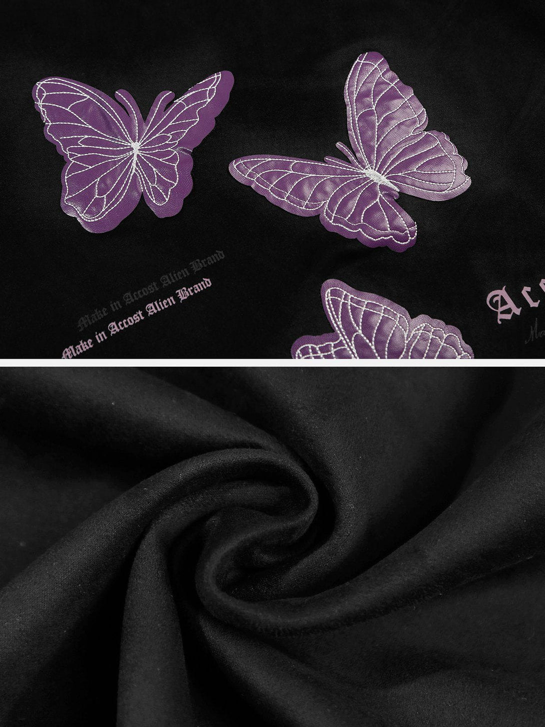 Majesda® - Butterfly Applique Embroidery Suede Tee- Outfit Ideas - Streetwear Fashion - majesda.com