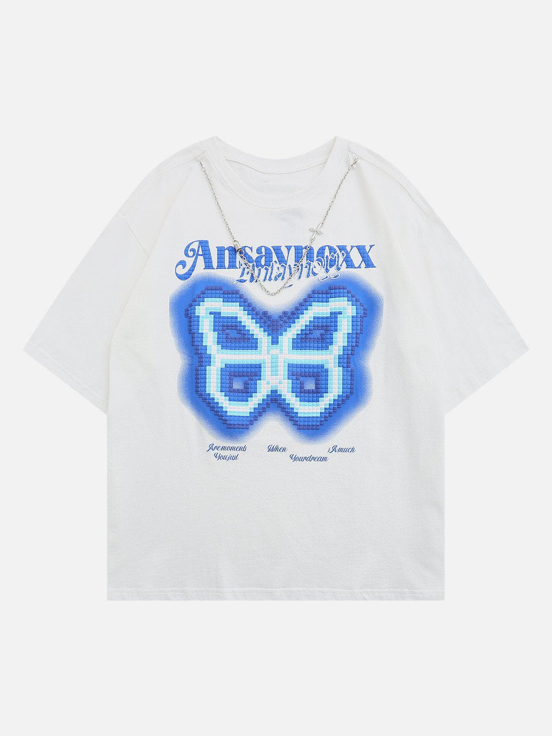 Majesda® - Butterfly Embroidery Chain Decoration Tee- Outfit Ideas - Streetwear Fashion - majesda.com