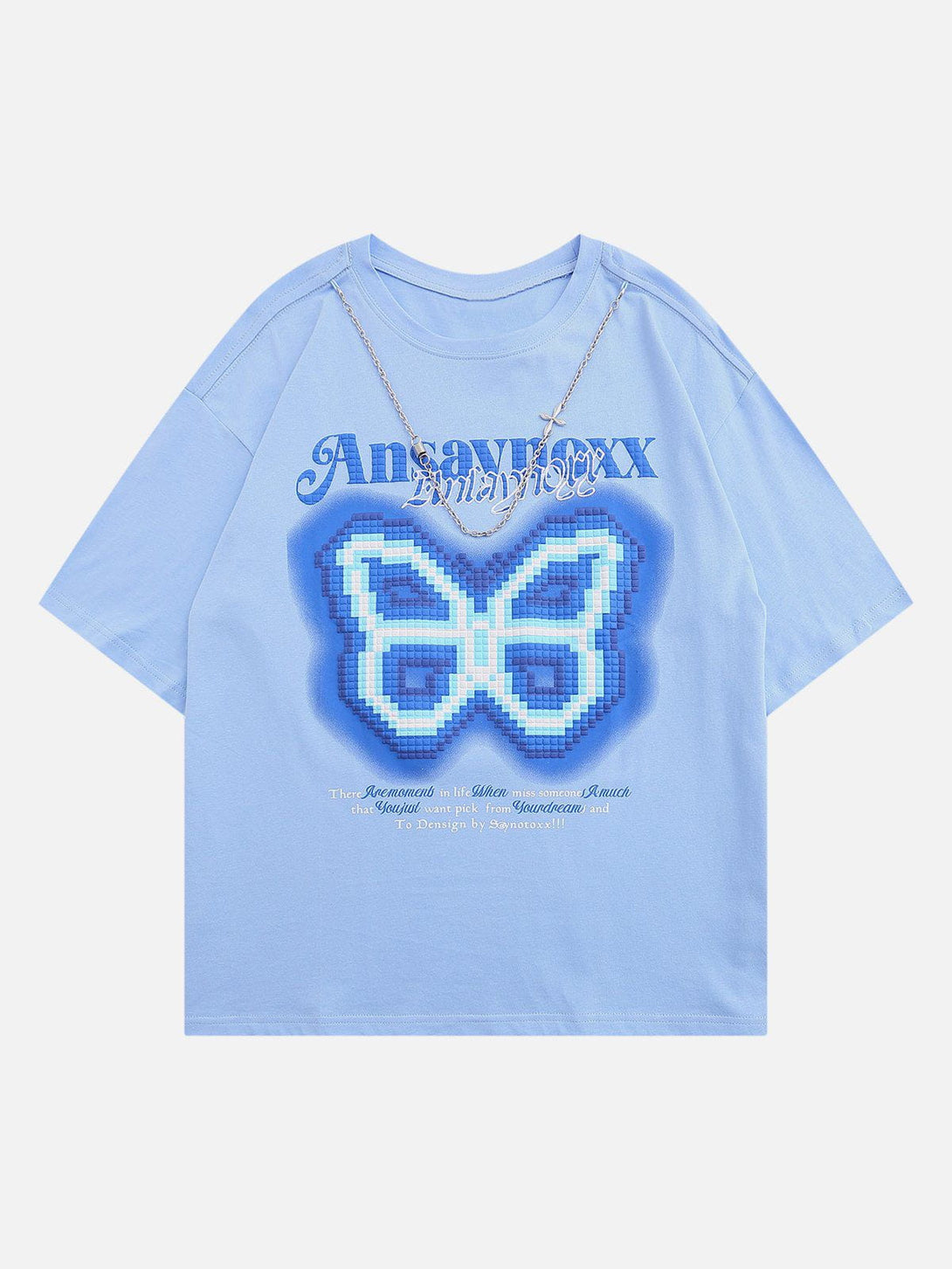 Majesda® - Butterfly Embroidery Chain Decoration Tee- Outfit Ideas - Streetwear Fashion - majesda.com