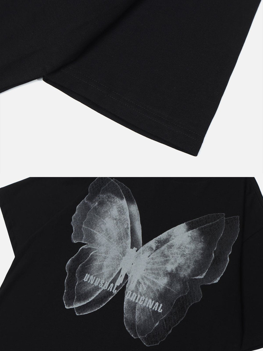 Majesda® - Butterfly Print Lettter Tee- Outfit Ideas - Streetwear Fashion - majesda.com